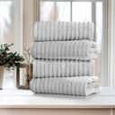 4-piece Seal Gray Bibb Home 4 Pack Ribbed Egyptian Cotton Bath Towel Set