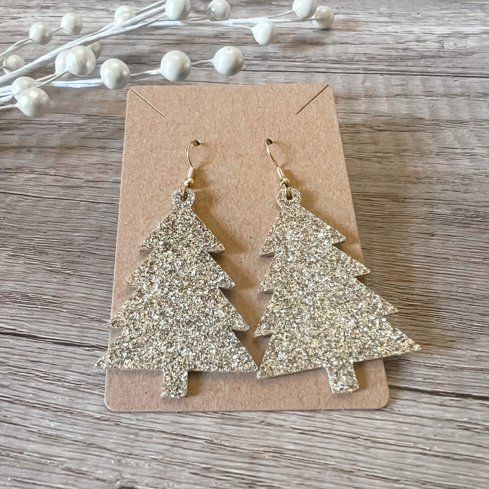 Handmade Silver & Gold Christmas Tree Earrings