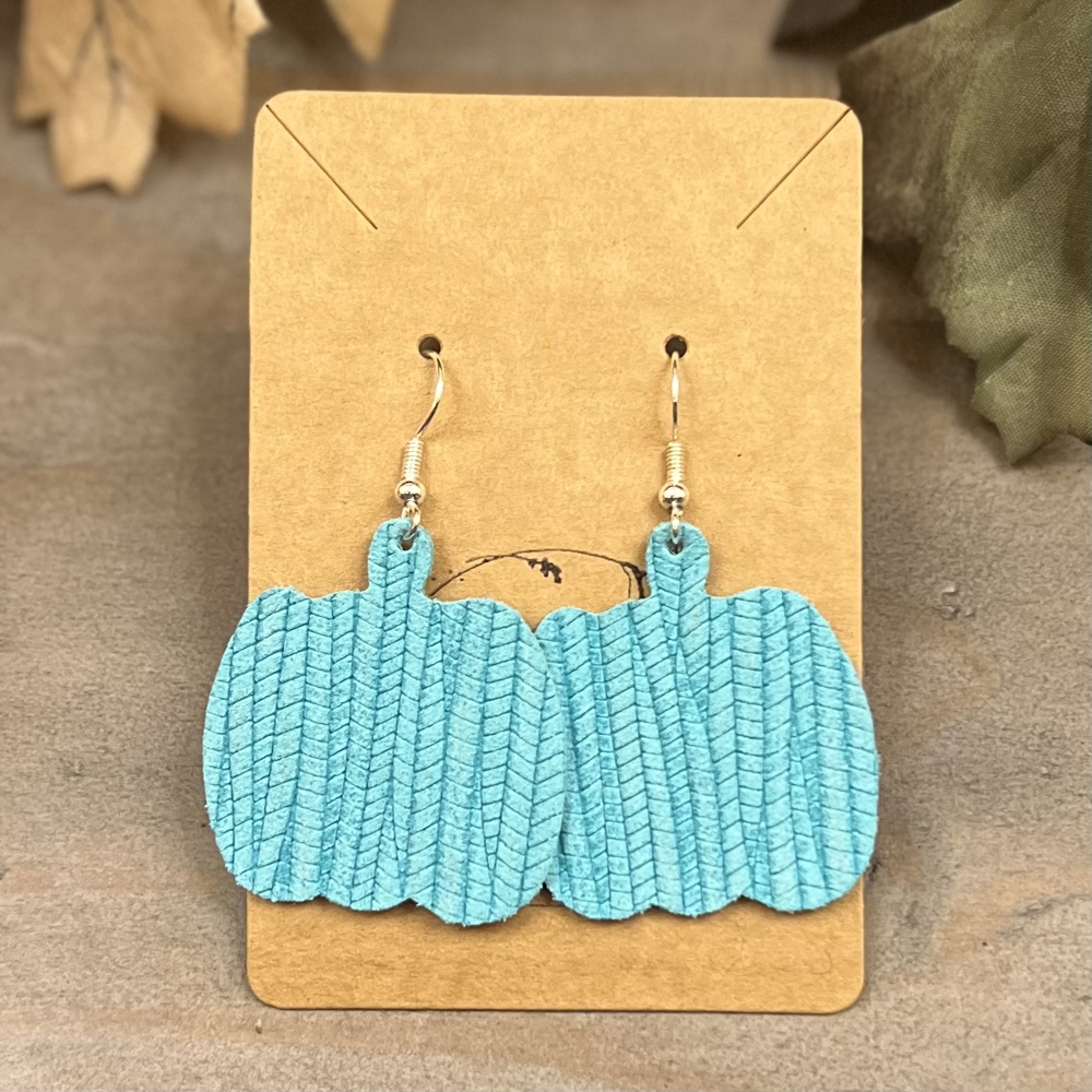 Handmade Leather Pumpkin Earrings