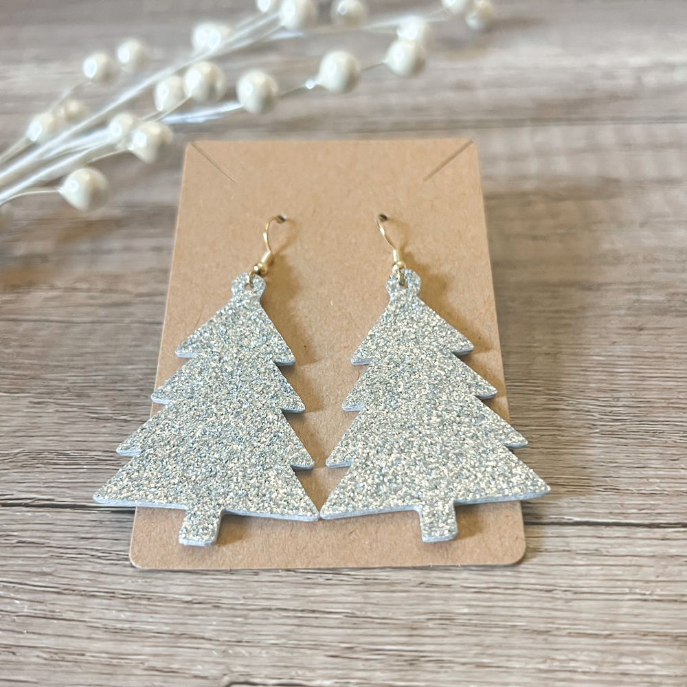 Handmade Silver & Gold Christmas Tree Earrings