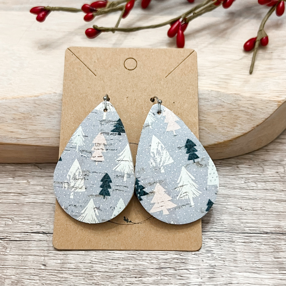 Handmade Christmas Tree Teardrop Earrings