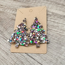  Handmade Jewel Tone Glitter Christmas Tree Earrings