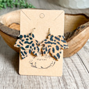  Handmade Leather Animal Print Leaf Earrings