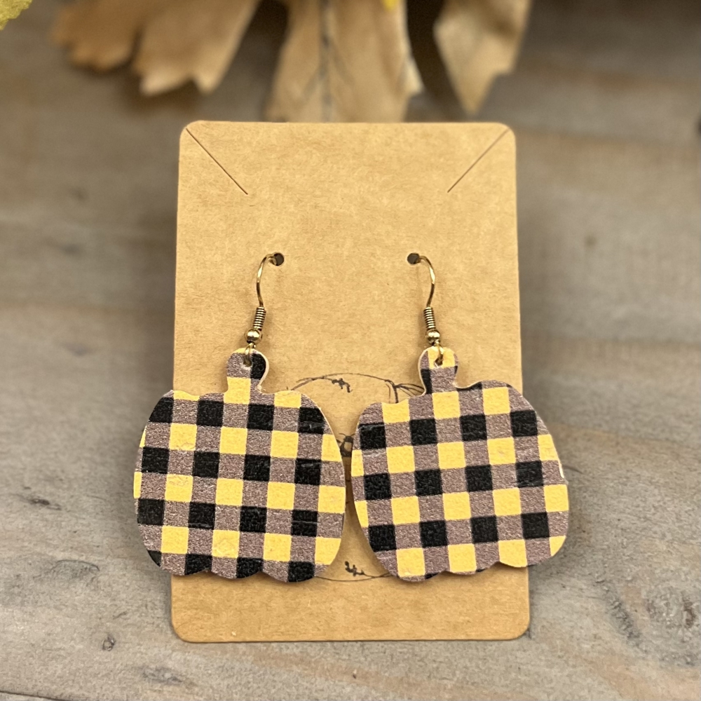 Handmade Leather Pumpkin Earrings