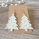 Off-white Handmade Silver & Gold Christmas Tree Earrings