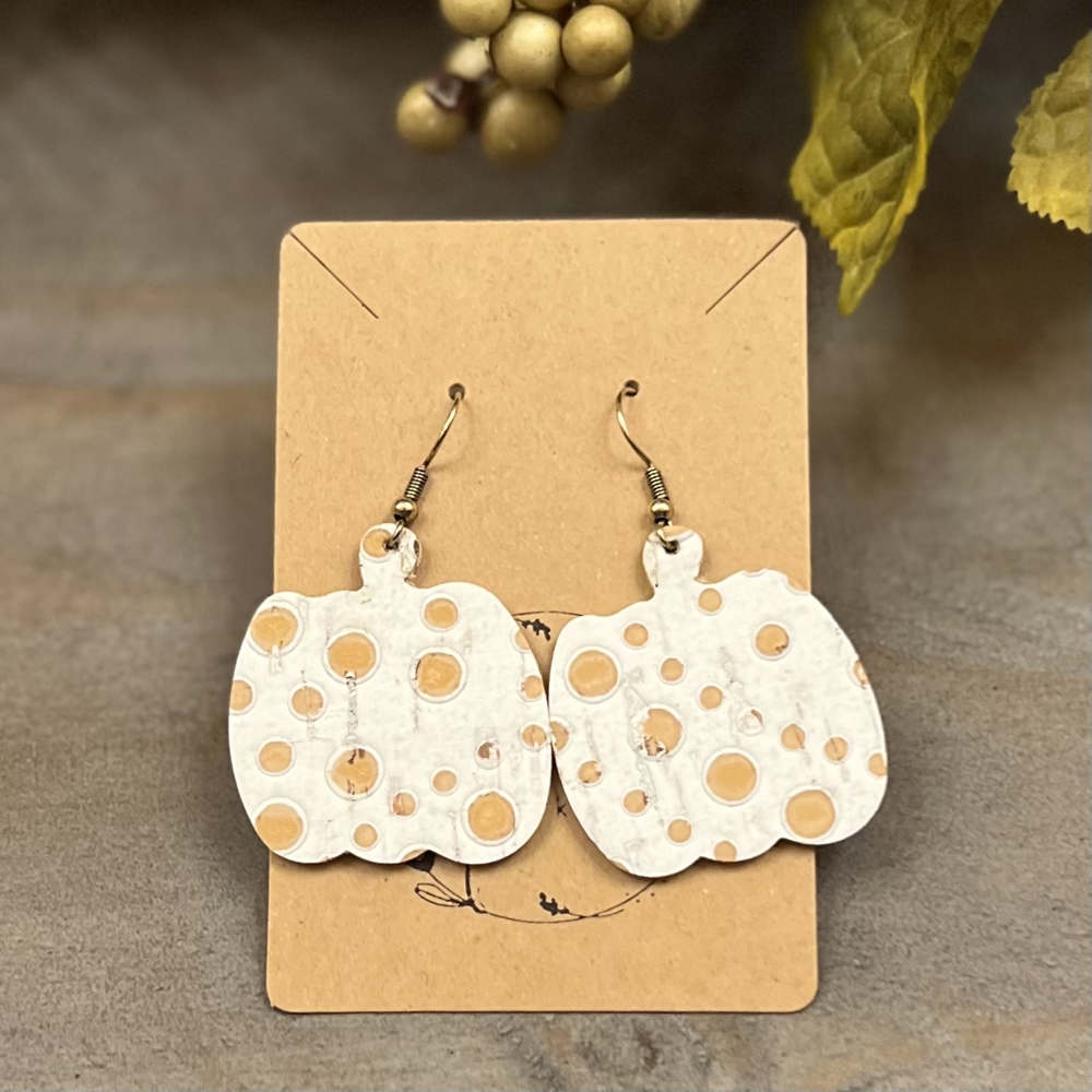 Handmade Leather Pumpkin Earrings