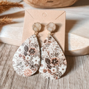  Handmade Floral Druzy Teardrop Earrings