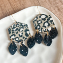  A Wild Time Luxe Fall Hexagon Animal Print & Glitter Leather Earrings