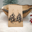  Handmade Animal Print Genuine Leather Christmas Tree Earrings