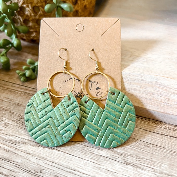 Embossed Summer Sage Pearlized Earrings