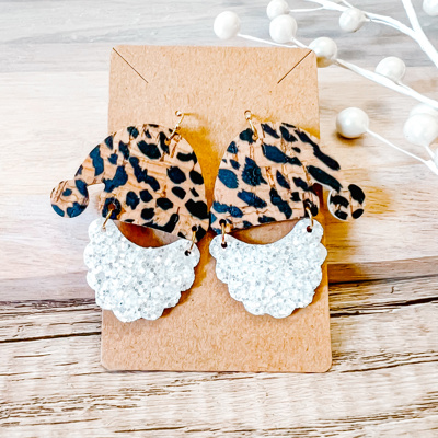 Cheery Handmade Leopard Santa Hat/Beard Earrings