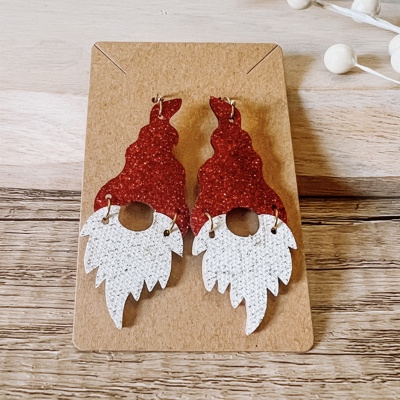 Carla Red Glitter Handmade Christmas Santa Gnome Earrings