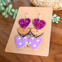  Penny Purple Handmade Heart Drop Earrings