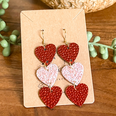 Carla Pebbled Heart Handmade Drop Earrings