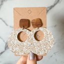  Golden Honey Broken Chevron Leather Hoops