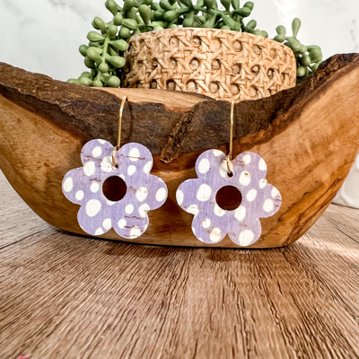 Lily Lavender Doodle Dot Flower Earrings