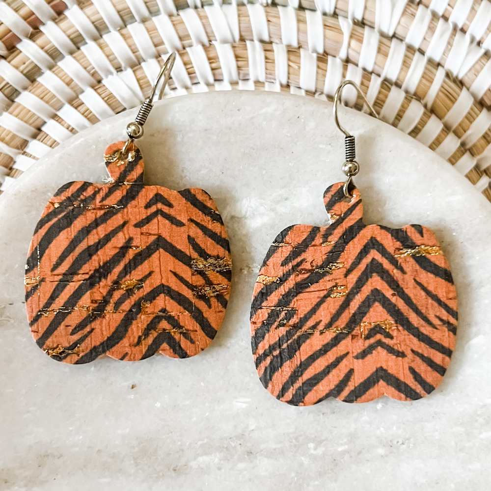 Handmade Leather Pumpkin Earrings