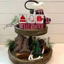 Hello Winter Small Primitive Wood Christmas Blocks | Tiered Tray Christmas Decor | Let It Snow Wood Blocks | Shelf Sitter Sign