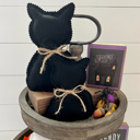Black Cat Fall & Halloween Fabric Tray Fillers | Set of 2