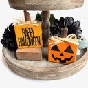 Set #8 Small Rustic Jack-o-Lantern Wood Blocks | Set of 2