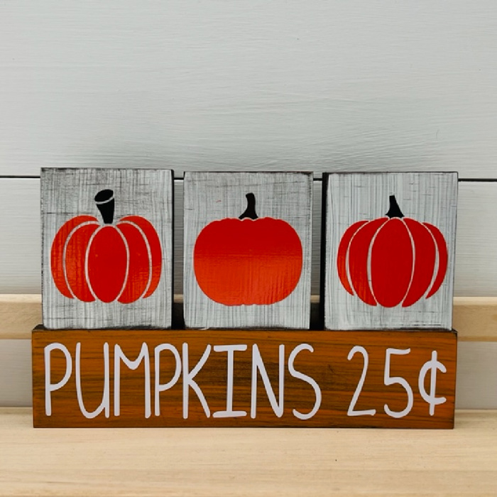 Small Fall & Halloween Primitive Wood Block Set | Tiered Tray Fall & Halloween Decor | Shelf Sitter Sign