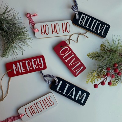 Stocking Tags | Christmas Gift Tags | Wood Personalized Tag | Rustic Holiday Name Tags | Name Ornament| Holiday Gift Tags