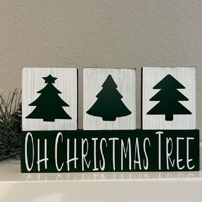 Small Primitive Wood Christmas Blocks | Tiered Tray Christmas Decor | Let It Snow Wood Blocks | Shelf Sitter Sign