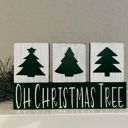 Christmas Trees Small Primitive Wood Christmas Blocks | Tiered Tray Christmas Decor | Let It Snow Wood Blocks | Shelf Sitter Sign