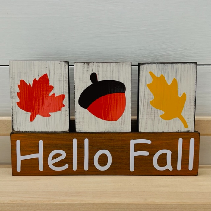 Small Fall & Halloween Primitive Wood Block Set | Tiered Tray Fall & Halloween Decor | Shelf Sitter Sign