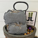 Black & White Gigham Pumpkin Fall & Halloween Fabric Tray Fillers | Set of 2