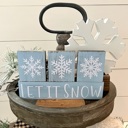 Let It Snow Snowflake Small Primitive Wood Christmas Blocks | Tiered Tray Christmas Decor | Let It Snow Wood Blocks | Shelf Sitter Sign
