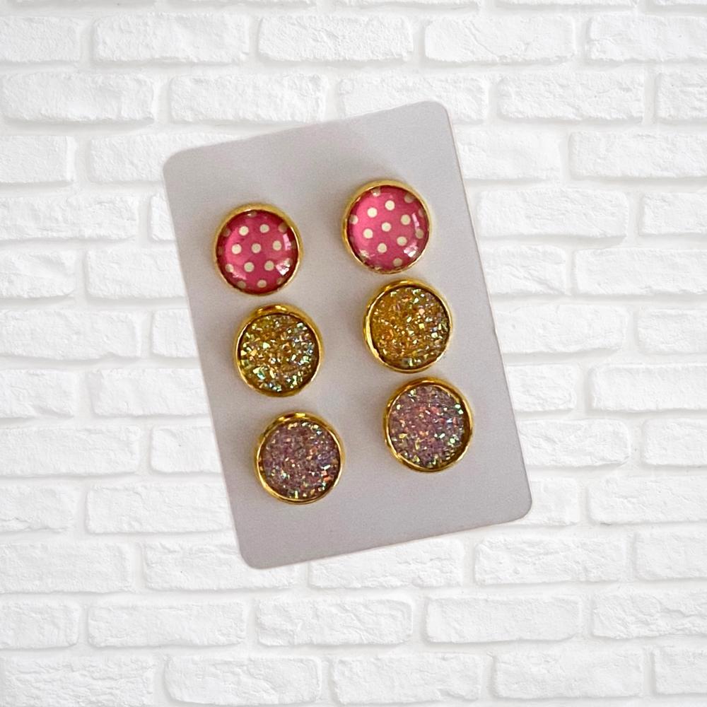 Druzy/Cabochon 12mm 3pk Earrings