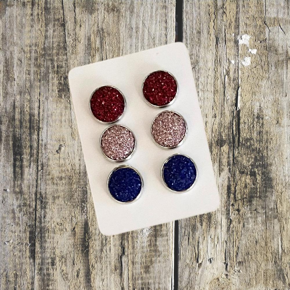 Druzy/Cabochon 12mm 3pk Earrings