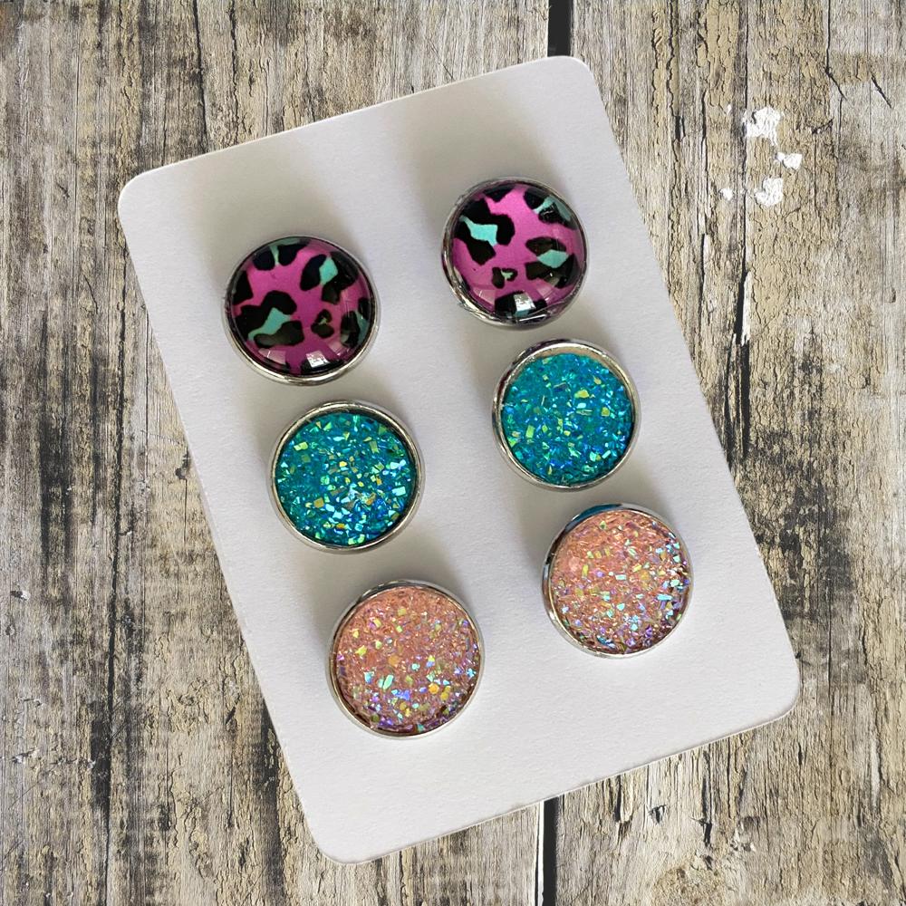 Druzy/Cabochon 12mm 3pk Earrings