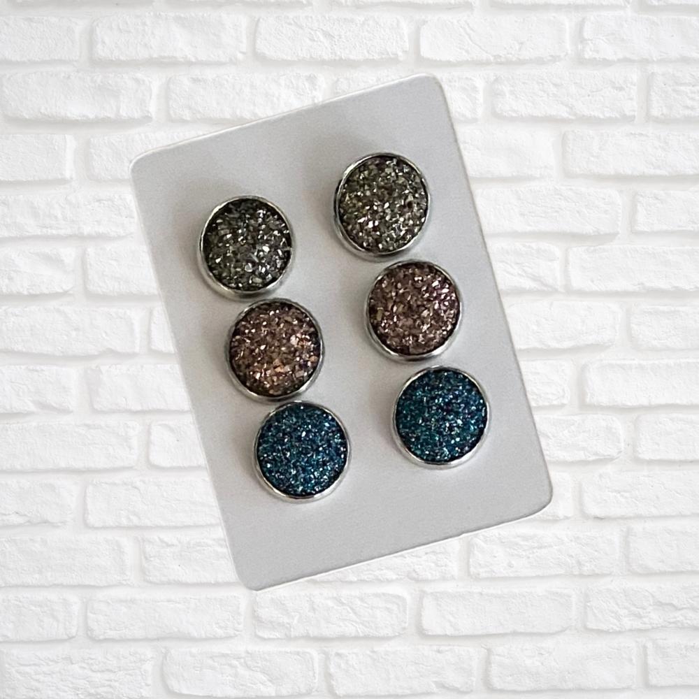 Druzy/Cabochon 12mm 3pk Earrings