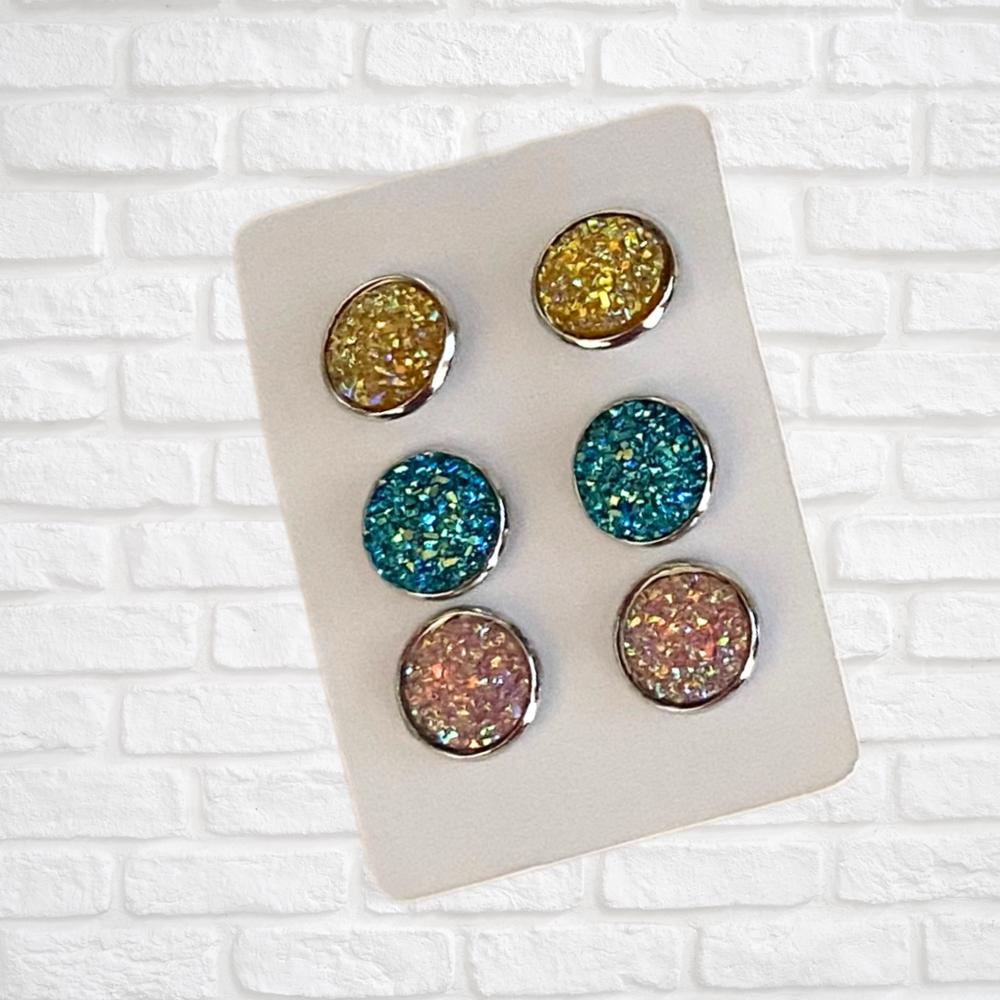 Druzy/Cabochon 12mm 3pk Earrings