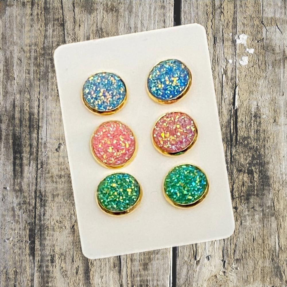 Druzy/Cabochon 12mm 3pk Earrings