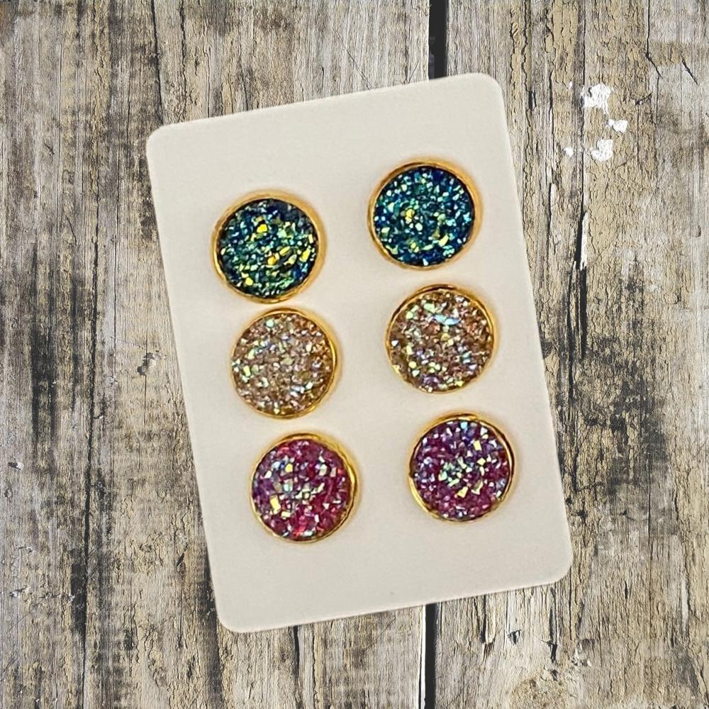 Druzy/Cabochon 12mm 3pk Earrings