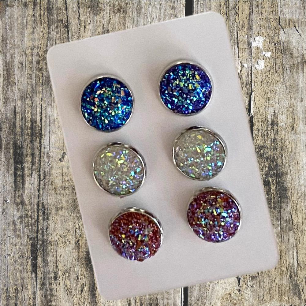 Druzy/Cabochon 12mm 3pk Earrings