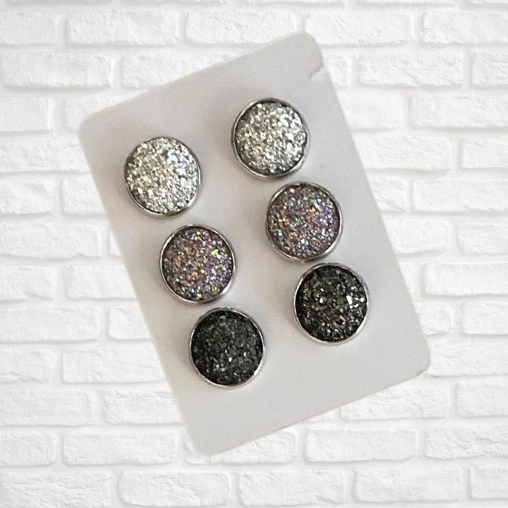 Druzy/Cabochon 12mm 3pk Earrings