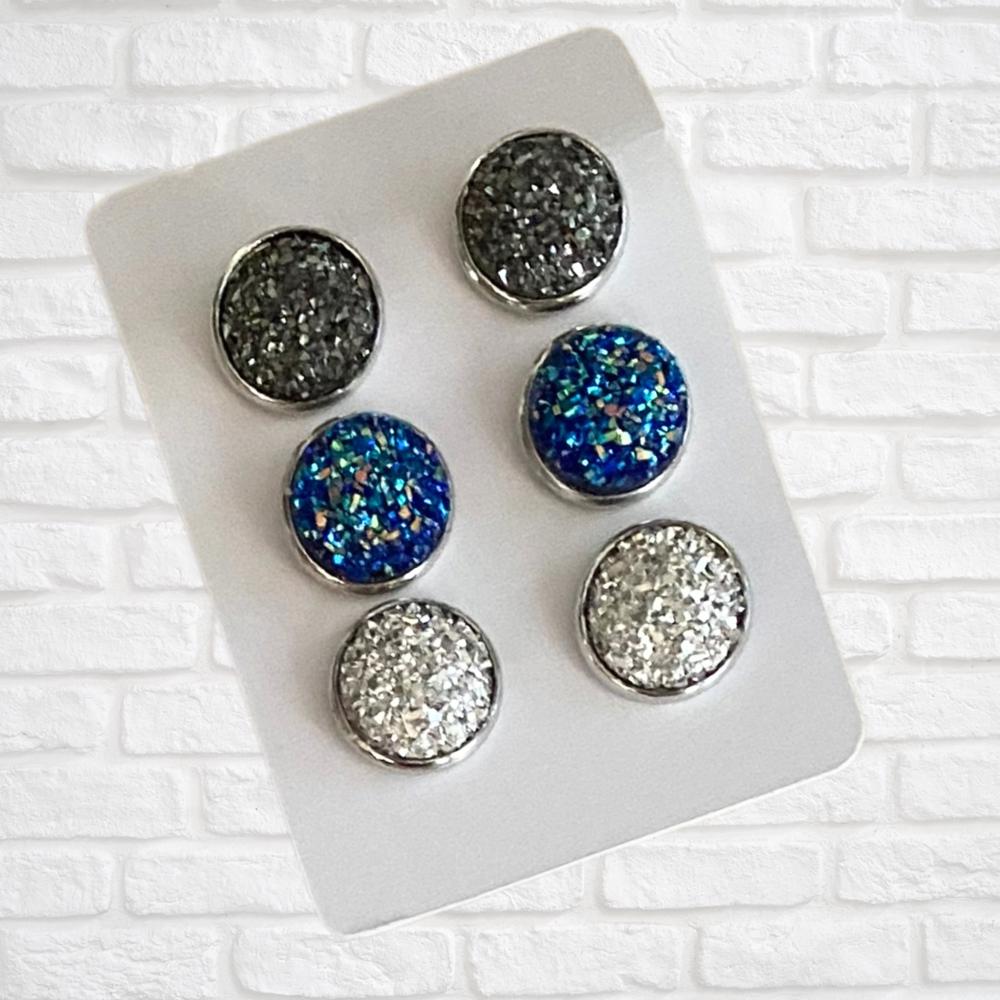 Druzy/Cabochon 12mm 3pk Earrings