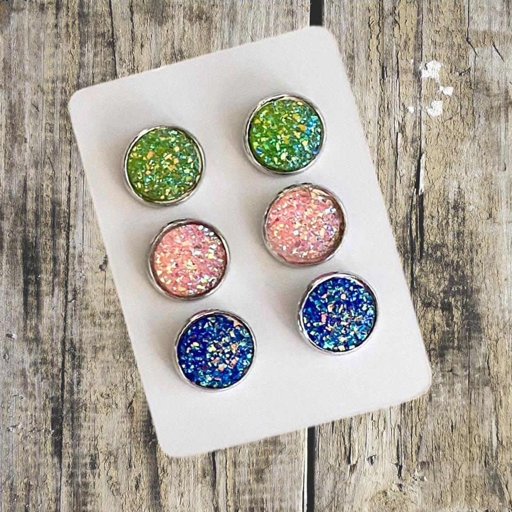 Druzy/Cabochon 12mm 3pk Earrings