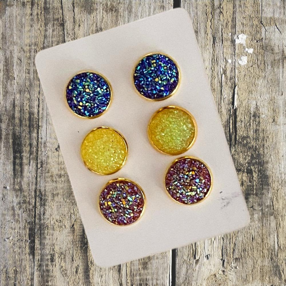 Druzy/Cabochon 12mm 3pk Earrings