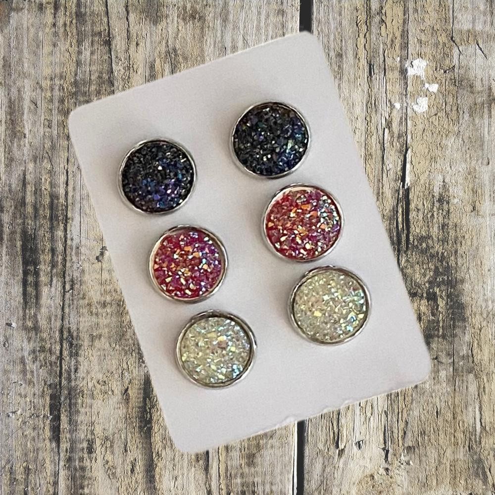 Druzy/Cabochon 12mm 3pk Earrings