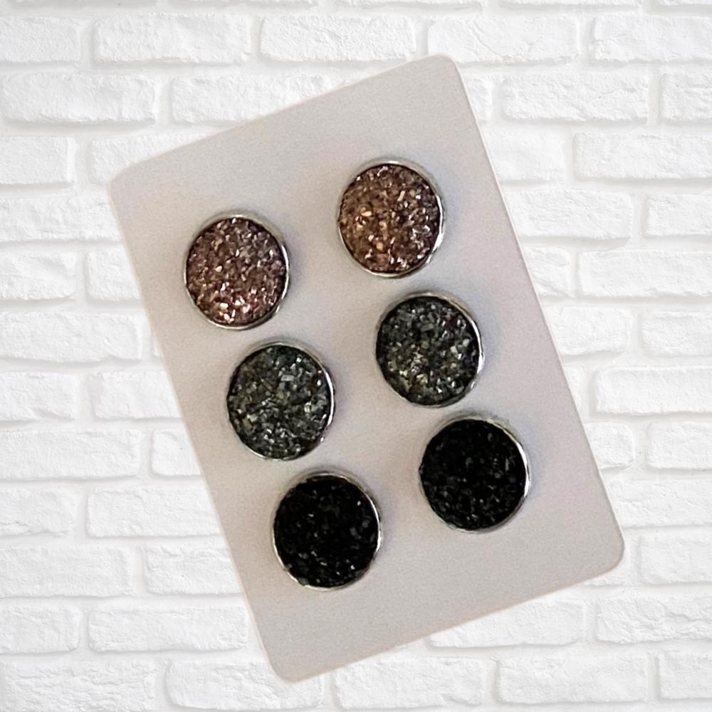 Druzy/Cabochon 12mm 3pk Earrings