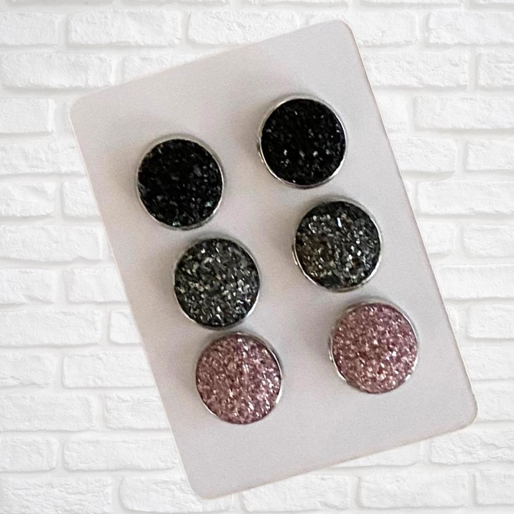 Druzy/Cabochon 12mm 3pk Earrings