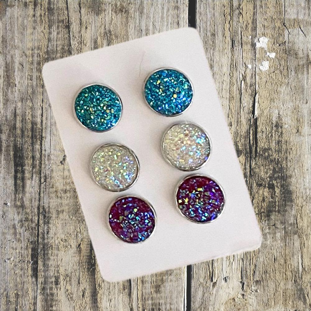 Druzy/Cabochon 12mm 3pk Earrings