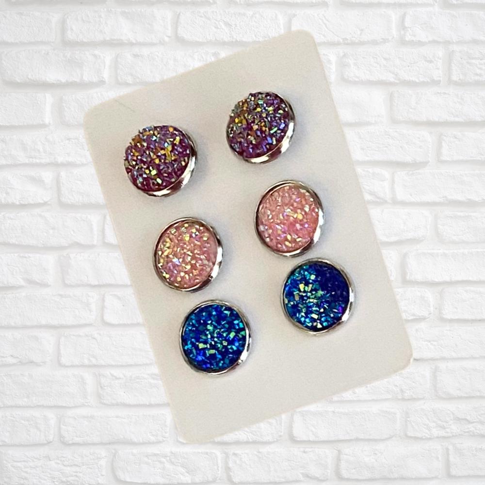 Druzy/Cabochon 12mm 3pk Earrings