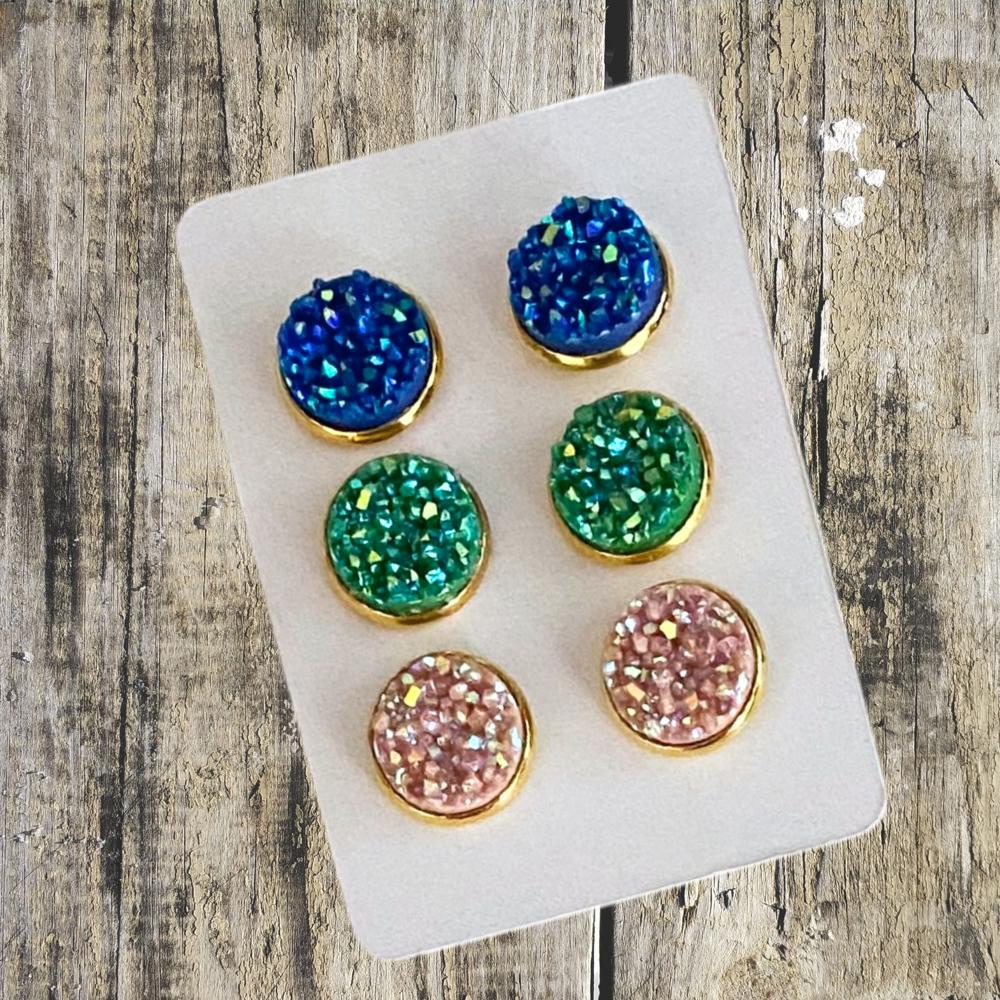 Druzy/Cabochon 12mm 3pk Earrings