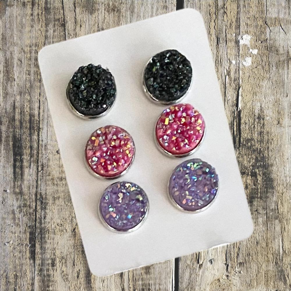 Druzy/Cabochon 12mm 3pk Earrings